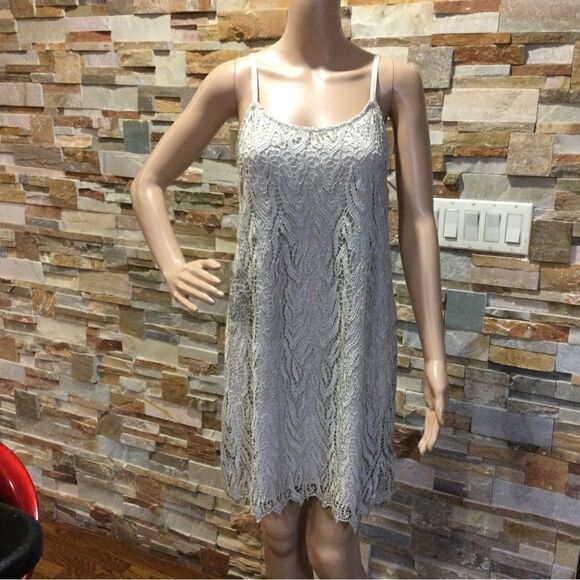 ALICE+OLIVIA Emmitt Slip Dress in Grey Metallic - Picture 1 of 9